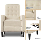 Yaheetech Fabric Recliner Chair Mid-Century Modern Recliner Adjustable Single Recliner Sofa with Thicker Seat Cushion Tufted Upholstered Sofa with Pocket Spring for Living Room Bedroom Beige