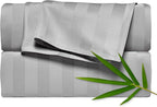 Queen Sheets by Pure Bamboo, Genuine 100% Organic Viscose Derived from Bamboo Bed Sheet Set, Luxuriously Soft & Cooling, Double Stitching, Lifetime Quality Promise (Queen, Jacquard Silver)