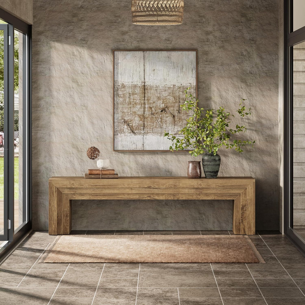 Tribesigns 71" Extra Long Entryway Bench, Modern Farmhouse Shoe Bench Wo...