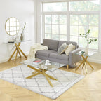 Modern Style Square Side Table with Tempered Glass Top and Metal Tubular Legs, Gold 20”Dx20”Wx22”H