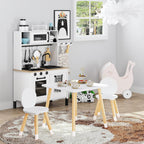 UTEX Kids Table with 2 Chairs Set for Toddlers, Boys, Girls, 3 Piece Kiddy Table and Chairs Set, White