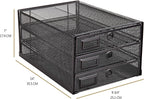 Annova Desk Organizer Wire Mesh 3 Tier Sliding Drawers Paper Sorter/Multifunctional/Premium Solid Construction for Letters, Documents, Mail, Files, Paper, Kids' Art Supplies (Black)