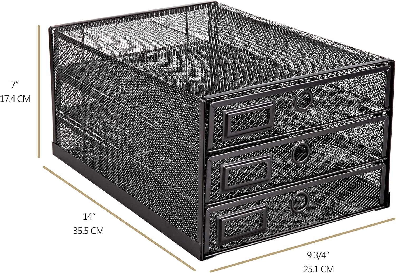 Annova Desk Organizer Wire Mesh 3 Tier Sliding Drawers Paper Sorter/Multifunctional/Premium Solid Construction for Letters, Documents, Mail, Files, Paper, Kids' Art Supplies (Black)