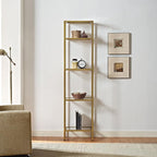 Crosley Furniture Aimee Narrow Bookshelf with Glass Shelves, Bookcase Storage, Gold and Glass