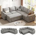 85 Inch Modular Sectional Sofa with Pull Out Bed, L Shaped 5 Seat Sectional Sleeper Sofa with Storage, Sectional Couches for Living Room, Cloud Modular Couch,Removable Sofa Cover,Light Grey