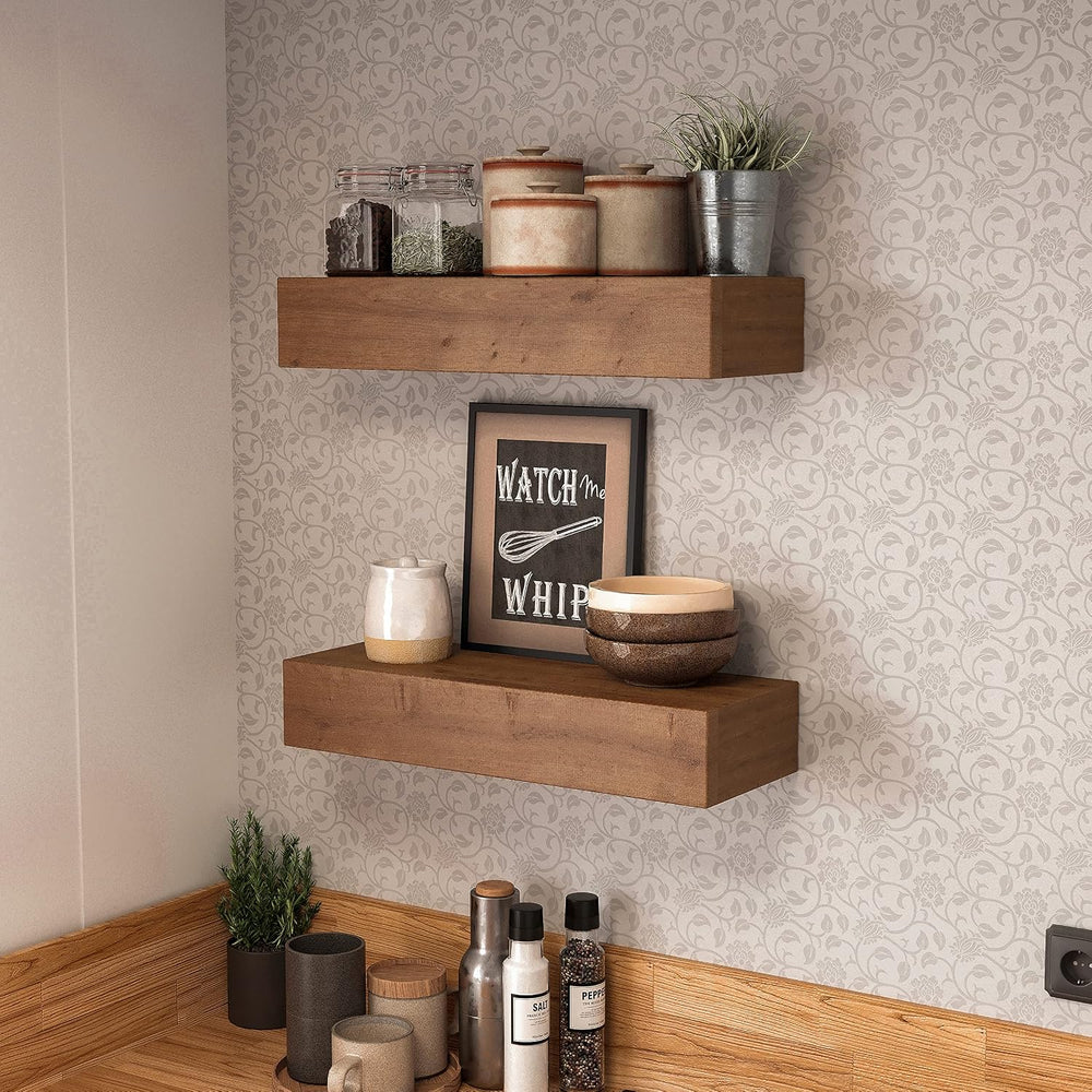Wall Floating Shelves, Rustic Wood Wall Shelf Handmade - Wooden Shelves for B...