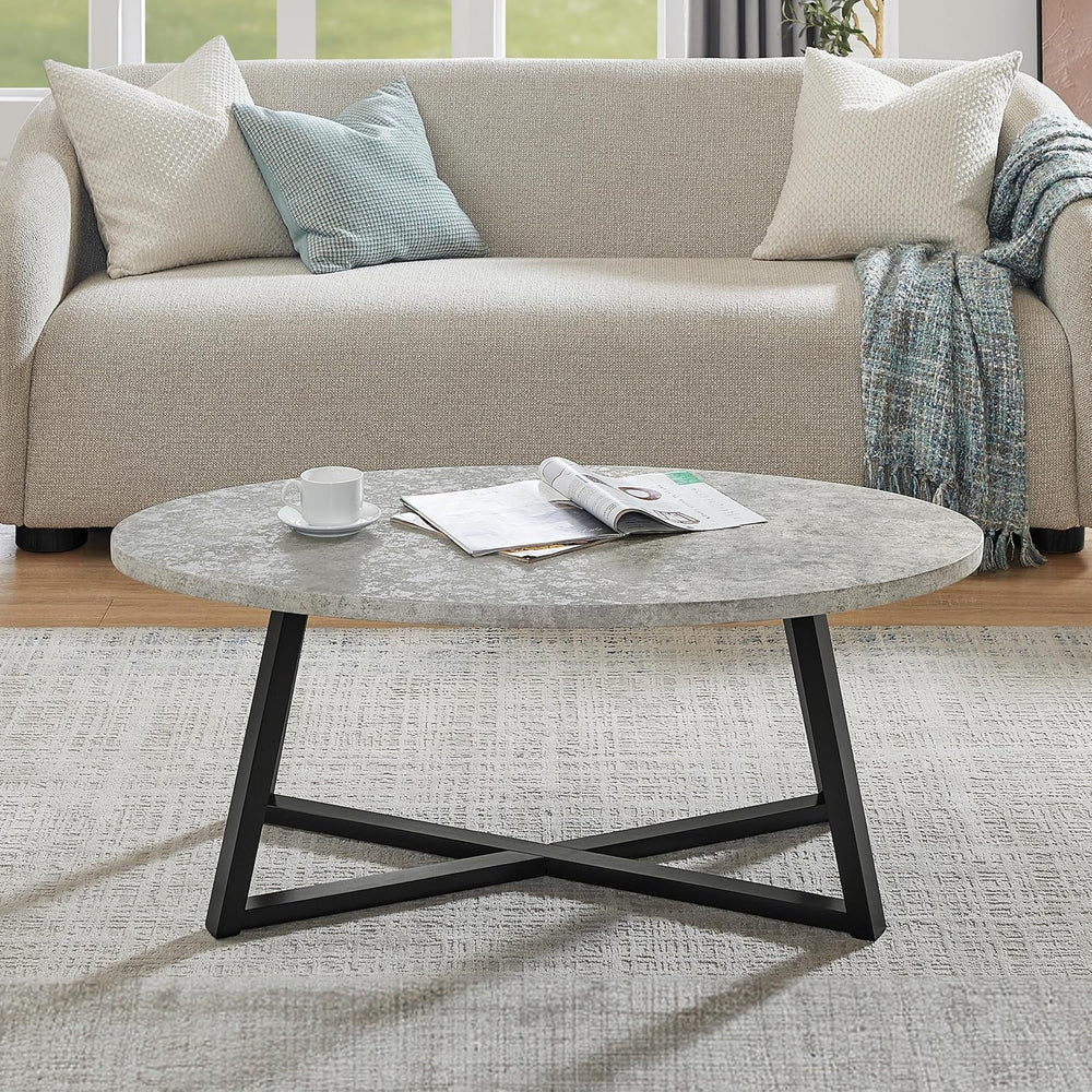 Polay Coffee Table Set 3-Piece Oval Wood with 2 Round End Tables | Modern 3-p...