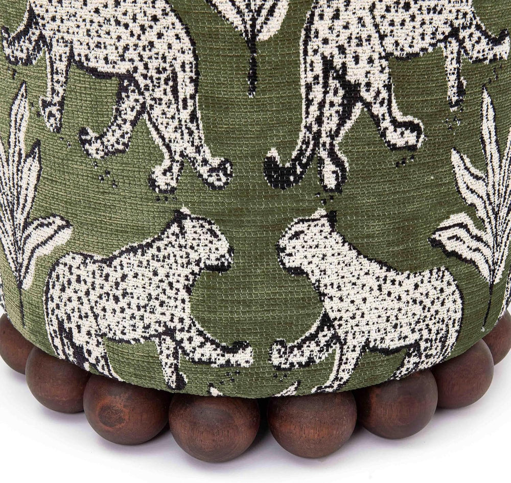 First of a Kind Ottoman Foot Rest - Olive Green Round Ottoman Stool with Soli...