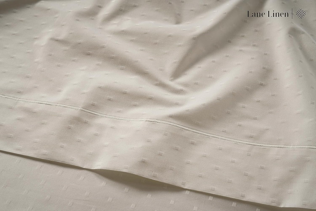 LANE LINEN Pillows Queen Size Set of 2, Soft 100% Egyptian Cotton, Cool & Smooth Pillow Cases - Swiss Dot - Ivory