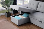 Devion Furniture Maison 4-in-1 Convertible L Shaped Couch with Pull Out Bed and Storage, Sectional Sleeper Sofa with Reversible Chaise for Living Room, Apartment, Bedroom, Office