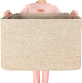 MINTWOOD Design 112L Extra Large Blanket Basket Holder Living Room, 25"x17"x16" Rectangle Rope Woven Storage Basket with Handles for Laundry, Towels, Shoes, Dog Toy Organizer Bin Box, Oatmeal Brown