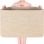MINTWOOD Design 112L Extra Large Blanket Basket Holder Living Room, 25"x17"x16" Rectangle Rope Woven Storage Basket with Handles for Laundry, Towels, Shoes, Dog Toy Organizer Bin Box, Oatmeal Brown
