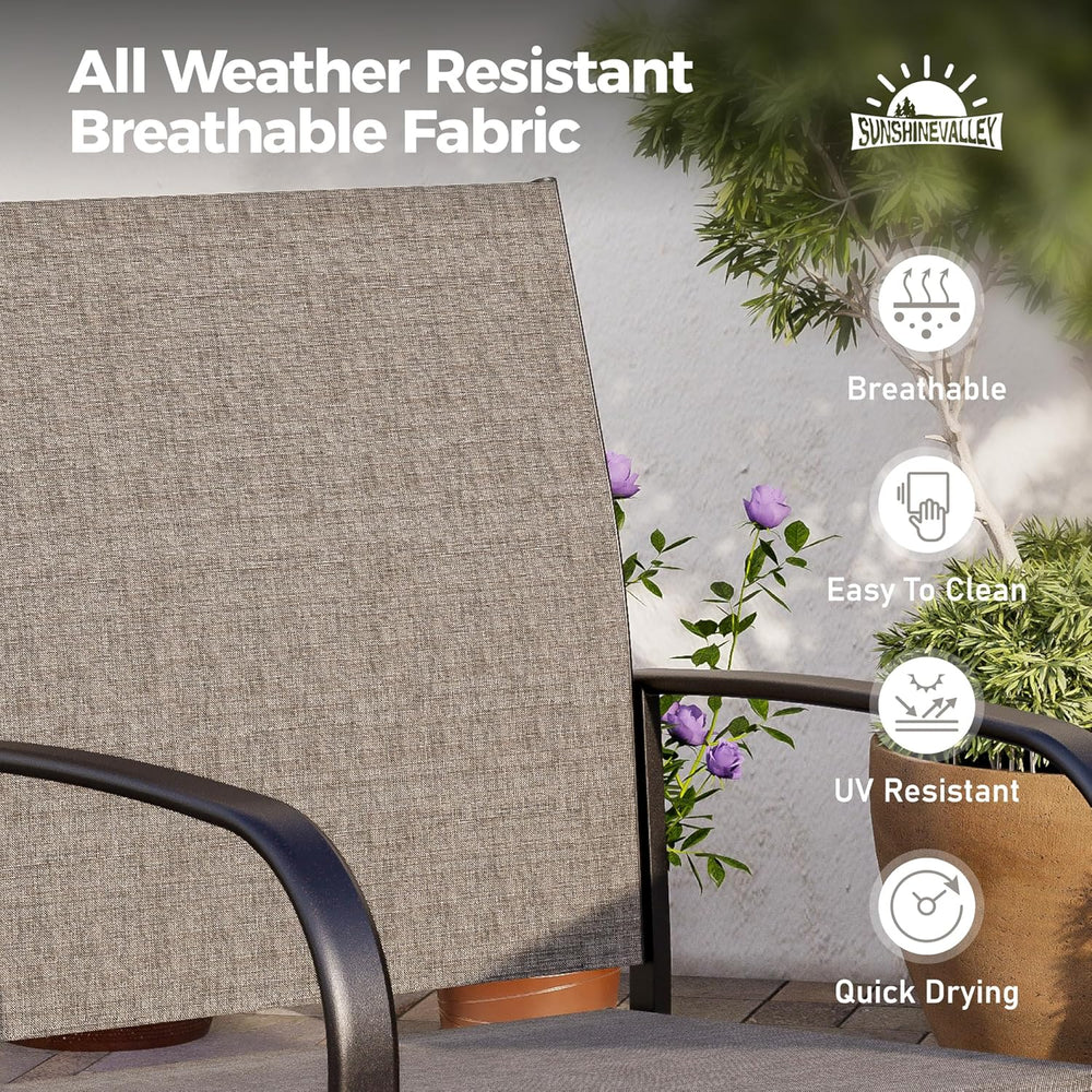 SUNSHINE VALLEY 5 Piece Patio Dining Set for 4, 37”x37” Square Table with Umb...