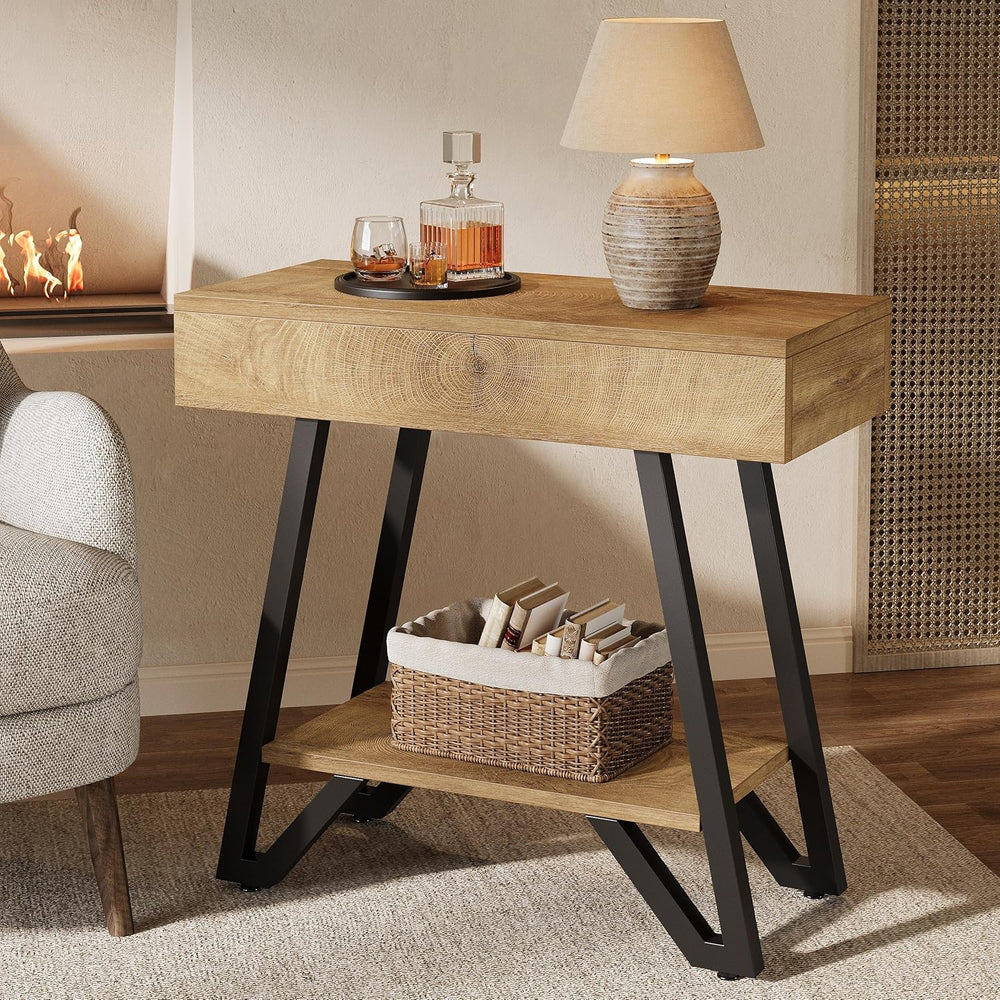 Tribesigns Metal End Side Table for Living Room, 2-Tier Narrow Couch Side Tab...