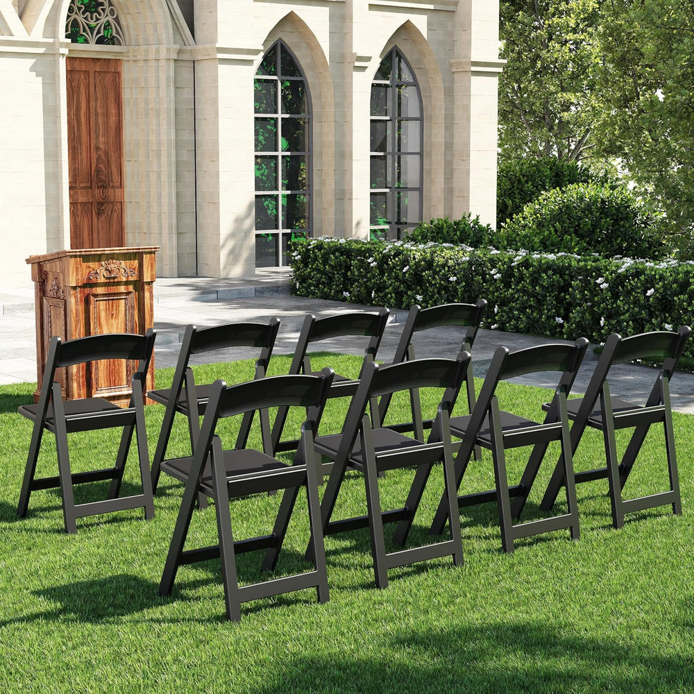 Resin Folding Chairs with Cushion for Wedding, Party, 4 Pack, 660lbs | Black ...