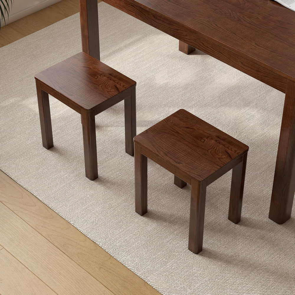 100% Solid Wood Stool, Walnut Wood Ottoman Footrest Stool Vanity Chair Bench ...