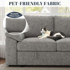 108 Inch Modular Sectional Sofa with Pull Out Bed,U Shaped 7 Seat Sectional Sleeper Sofa with Storage,Sectional Couches for Living Room,Cloud Modular Couch,Removable Sofa Cover,Light Gray