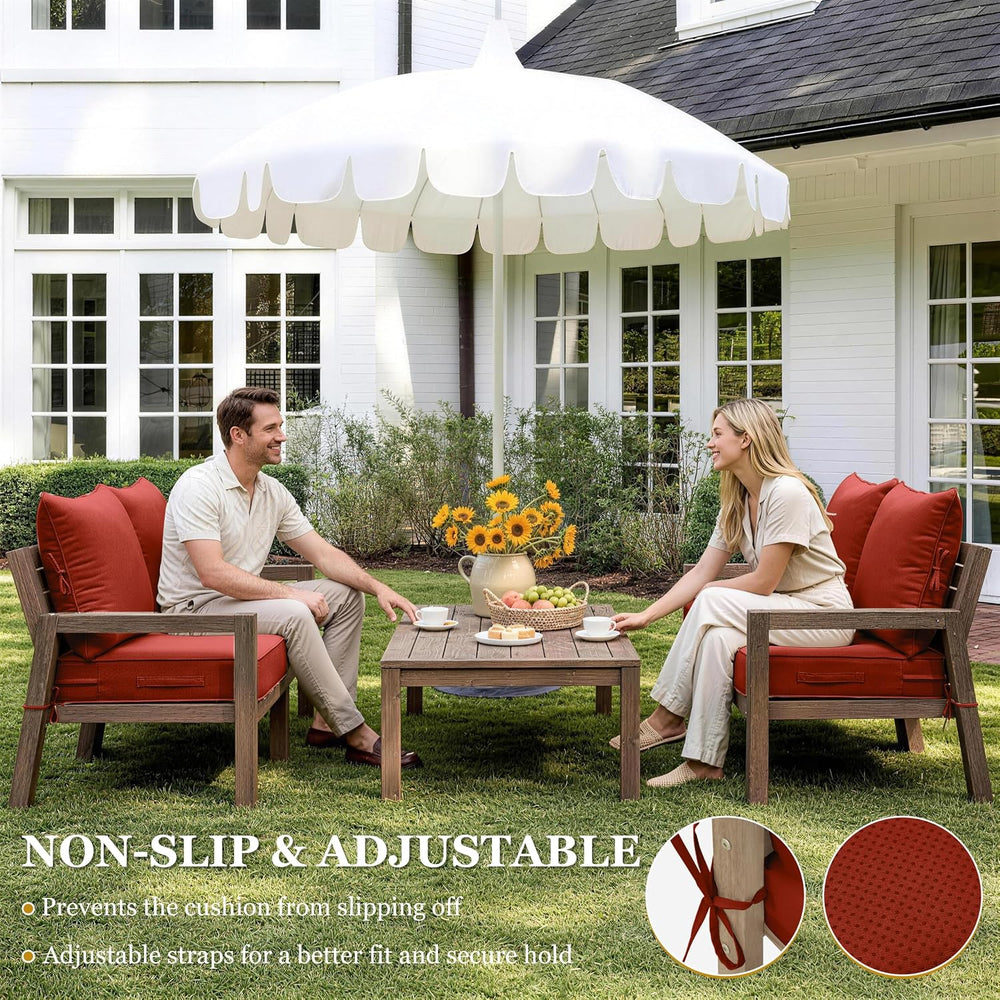 2Pcs Outdoor Seat Cushions 22×24, Waterproof for Patio Chairs, Terra Red