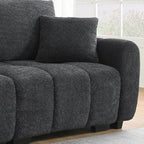 Ball & Cast Modular Sectional Sofa W/Movable Ottoman and 2 Lumbar Pillows,4 Seater L Shaped Couch W/Deep Seat,DIY Combination,Boucle Fabric Upholstered Sofa for Living Room,Apartment,Black+ Gray,110"