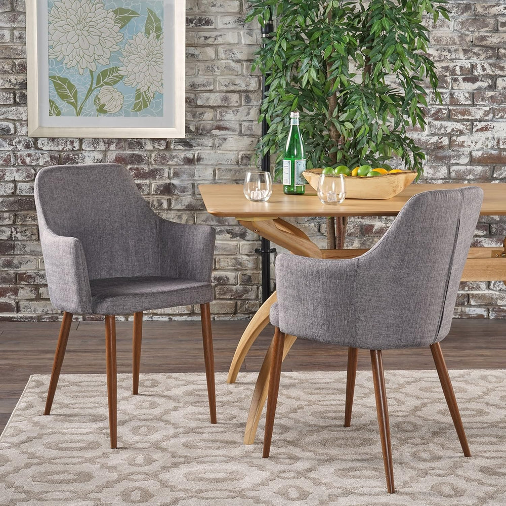 Christopher Knight Home Zeila Mid-Century Modern Fabric Dining Chair with Woo...