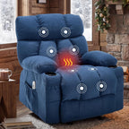 Massage Rocker Recliner Chair for Living Room, Vibration Massage Heat,Blue | USB Charge Port, 4 Pockets, 2 Cup Holders, Ergonomic Comfy Recliners, Sofa Chair, Reading & Bedroom Chair