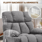 Oversized 360° Swivel Massage Rocker Recliner Chair, Massage & Heat, Grey | Vibration Massage, USB Charge Port, 4 Pockets 2 Cup Holders, Comfy Rocking Recliners for Living Room & Bedroom, Reading Chair