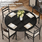 Black Dining Table for 2-4, 42 Inch Round Kitchen Table with Storage, Wooden Circle Dinner Table with Metal Legs, Rustic Mid Century Modern Dining Room Tables for Kitchen, Living Room, Dining Room