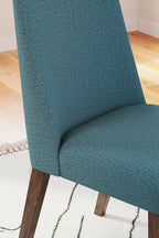 Signature Design by Ashley Lyncott Contemporary Dining Room Upholstered Side Chair with Foam Cushion, 2 Count, Blue & Brown