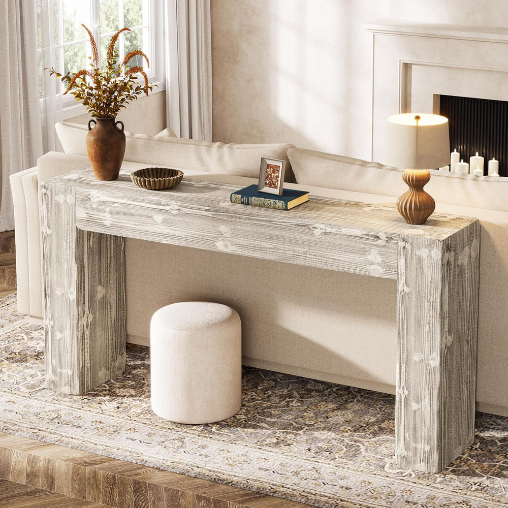 Solid Wood Console Table, 63-Inch Farmhouse Sofa Table Behind Couch for Entry...