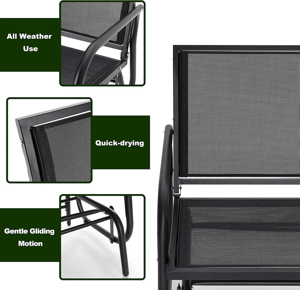 NUU GARDEN 2 Person Outdoor Glider Bench Patio Glider, Patio Glider Swing Cha...