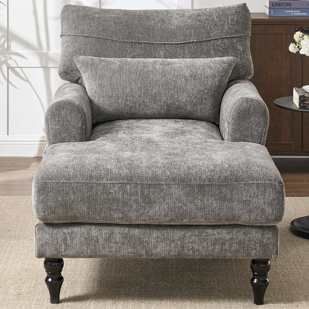 KEIKI Chaise Lounge Chair Indoor, Modern Leisure Sleeper Sofa Chair w/Double ...
