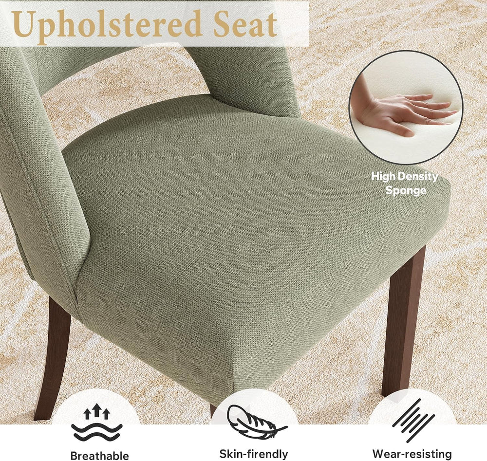 Dining Chairs Set of 6,Modern Dining Room Chairs with Thick Cushions,Linen Up...