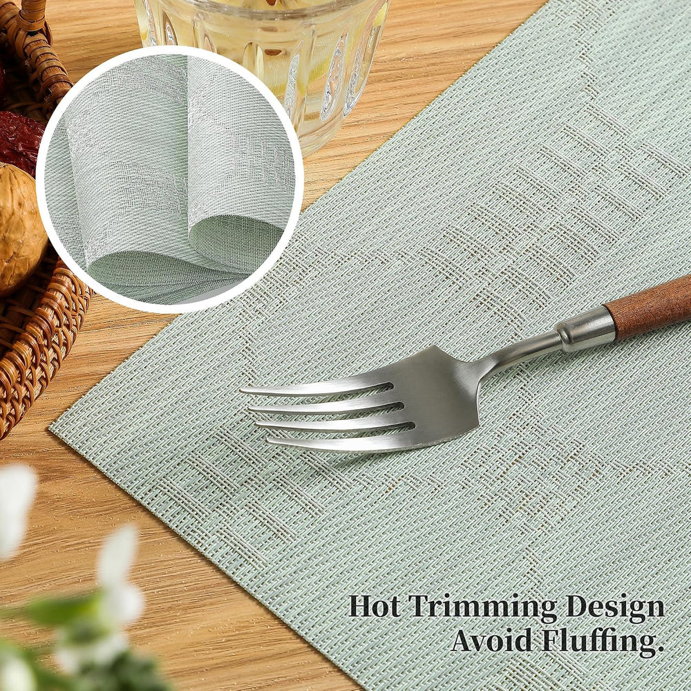 Mint Cream Placemats Set of 12 - Heat Resistant Non-Slip Place mats for Dinin...