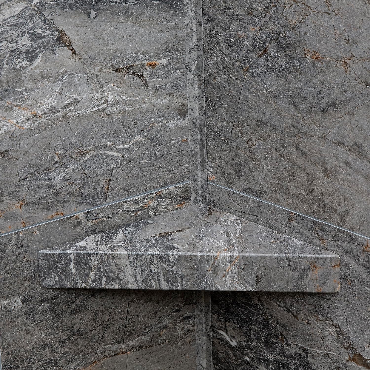 Palisade Vinyl Waterproof Corner Shower Shelf in Spanish Marble