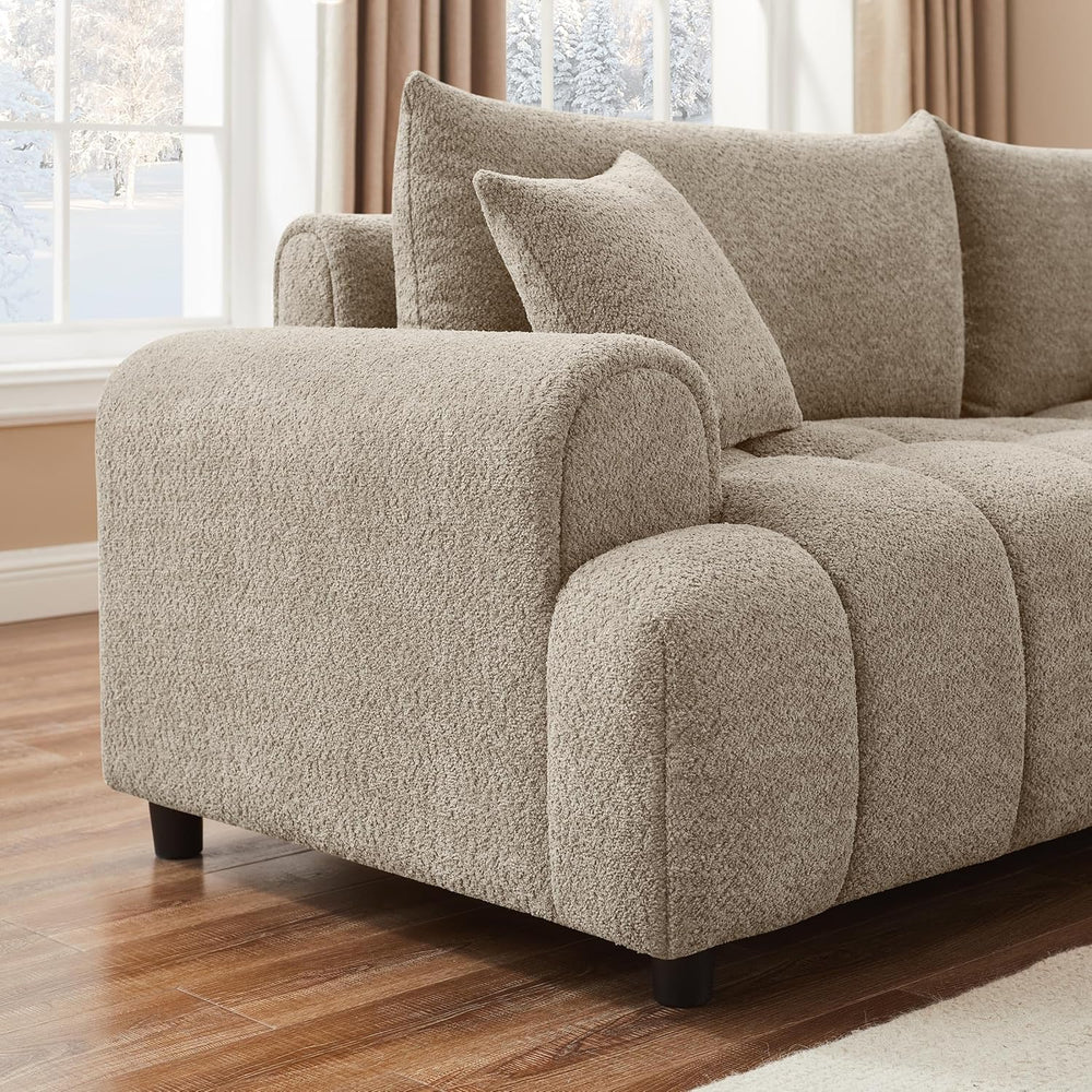 VANOMi Boucle Sofa Couch, 91" Comfy Tufted Upholstered Cloud Couches, Mo...