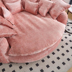 81.1in Extra Wide Round Boneless Sofa, Oversized Round Chaise Lounge Comfy, Upholstered Cloud Chenille Sleeper Lounge Chair with 14 Pillows for Living Room