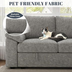85 Inch Modular Sectional Sofa with Pull Out Bed, L Shaped 5 Seat Sectional Sleeper Sofa with Storage, Sectional Couches for Living Room, Cloud Modular Couch,Removable Sofa Cover,Light Grey
