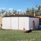 AECOJOY 12' x 14' Outdoor Storage Shed, Large 14x12 Metal Sheds & Outdoor Storage Clearance Steel Yard Shed with Lockable Doors, Utility Tool Storage Garden Shed for Backyard, Patio and Outside use