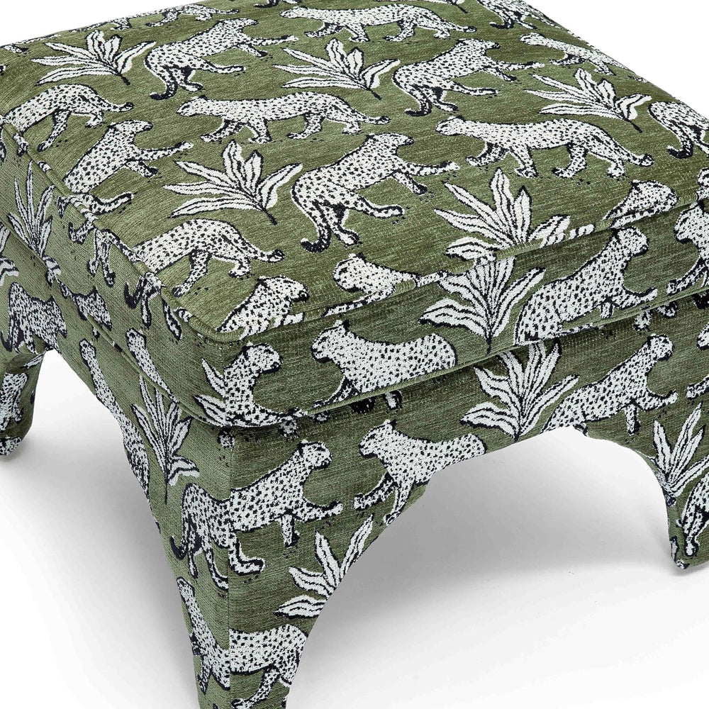 Tov Furniture Raji Jacquard Ottoman (Olive Green Leopard)