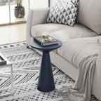 COZAYH Small Pedestal End Table Round Farmhouse Martini Table Wood Plant Stand Rustic Drink Table for Small Space Living Room, Dark Blue