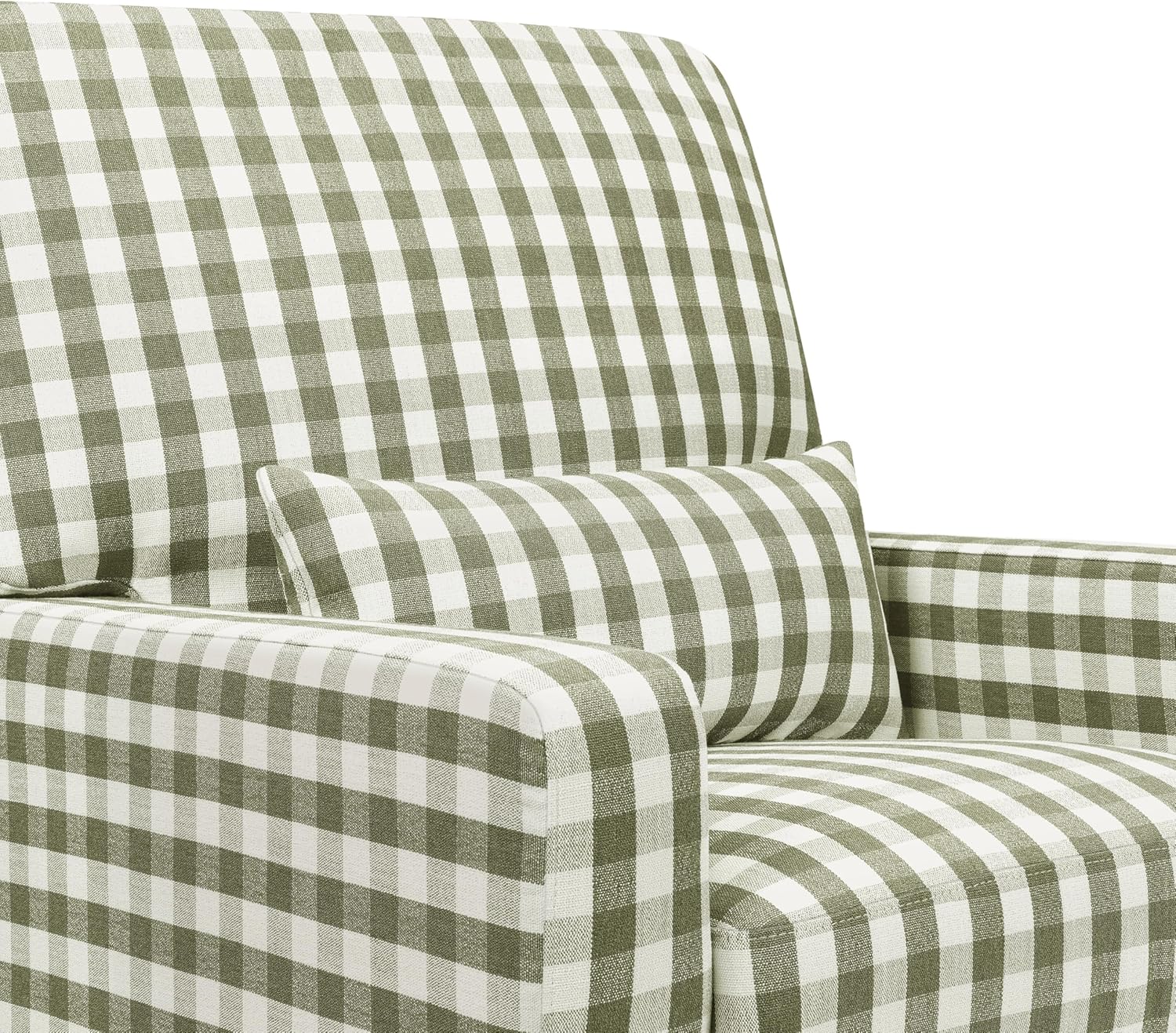 Namesake Crawford Glider Recliner, Green Gingham | 360° Swivel Ultra Cozy Glider Rocker for Feeding & Relaxing w/ Lumbar Pillow - GREENGUARD Certified - For Nursery/Living Room
