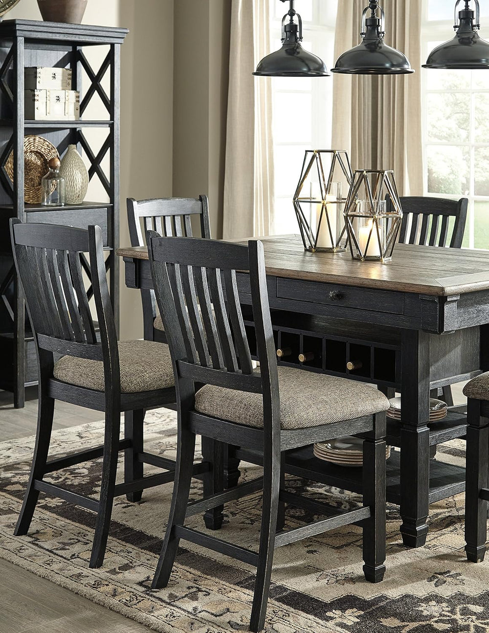 Signature Design by Ashley Counter Height Table with Storage, Farmhouse