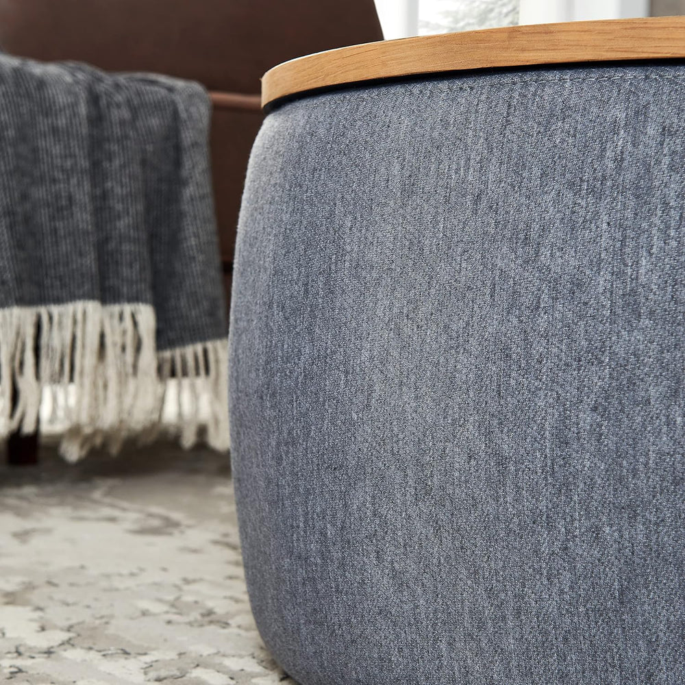 Round Ottoman, Ottoman with Storage, Coffee Table 2 in 1 Function, End Table ...