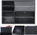 Zcaukya Men's Valet Tray, Jewelry Box Nightstand Organizer with 5 Compartments for Phone Keys Wallet Watch Glasses, Faux Leather Dresser Entryway Catchall Holder for Father's Day Gift (Black)