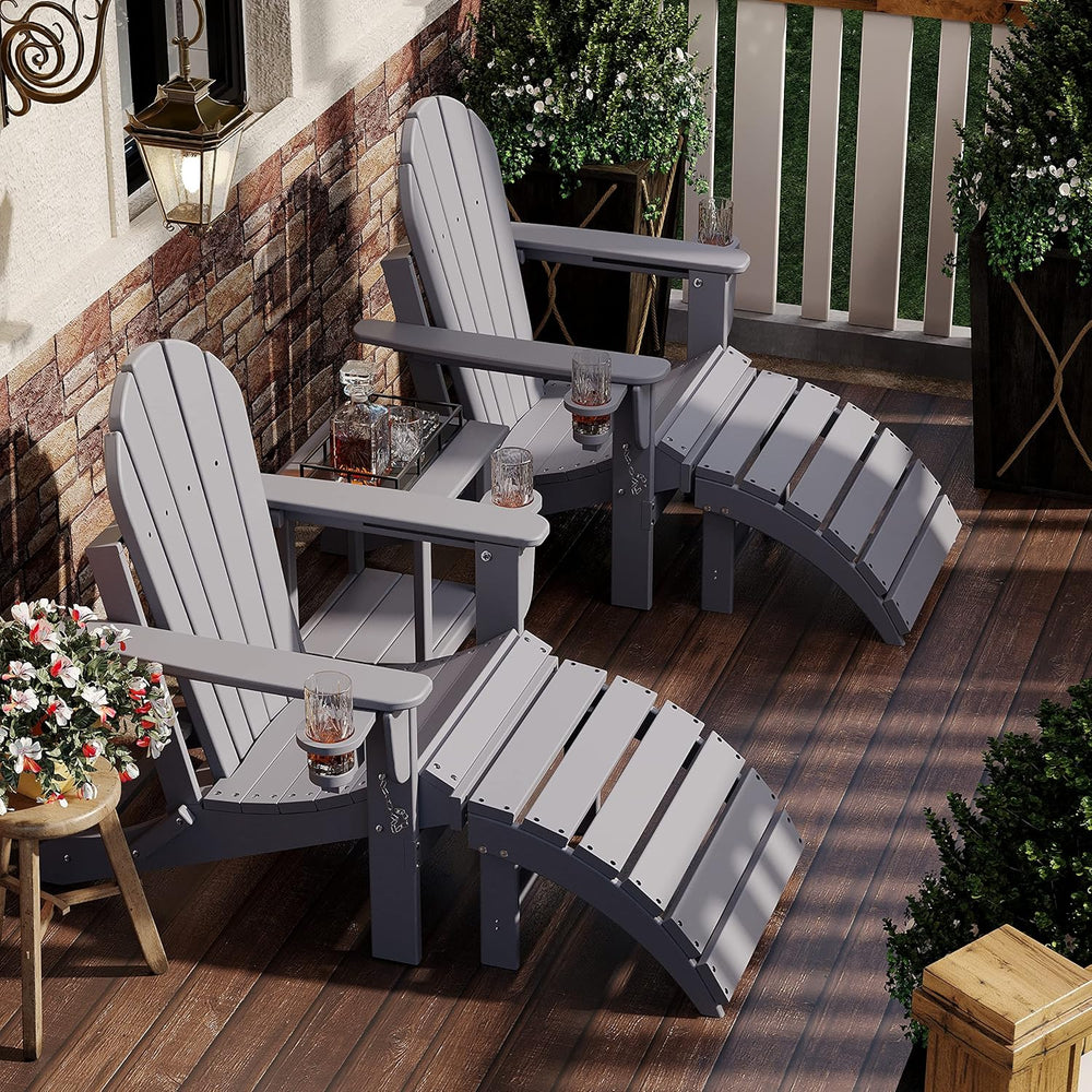 Sundale Outdoor Folding Plastic Adirondack Ottoman, All-Weather Adirondack Ch...