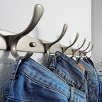 SKOLOO Coat Rack Wall Mounted - 6 Hooks, Pack of 2, Heavy Duty, Stainless Steel, Metal Wall Hanger, Sturdy Coat Hooks for Hanging Coats, Jacket, Clothes, Hat, Matte Grey