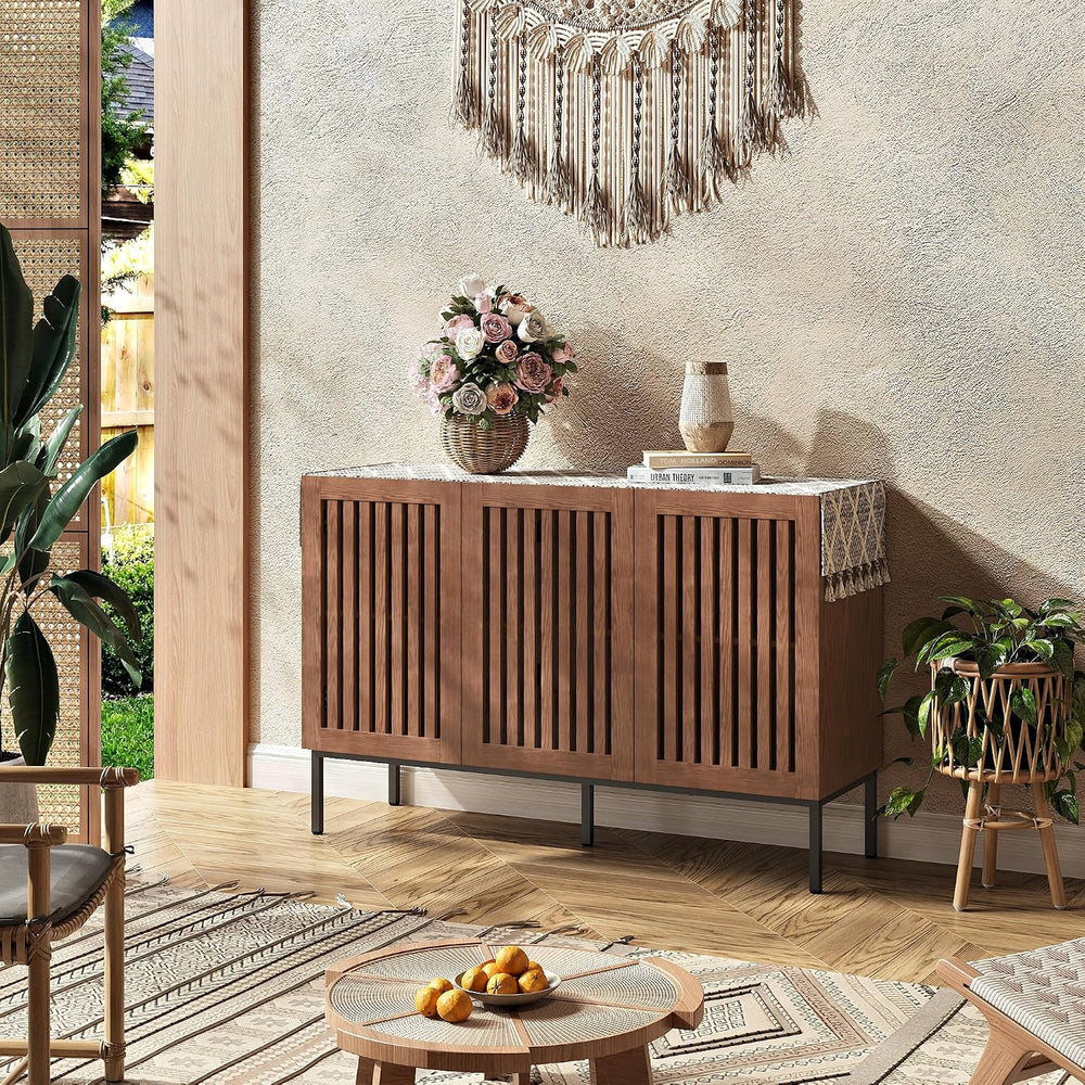 BVIUNTWO Buffet Cabinet, Modern Credenza Storage Cabinet with Adjustable Shel...