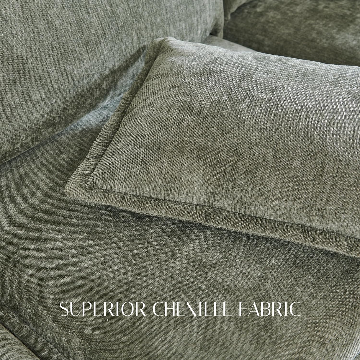116.54" Sectional Couches for Living Room, Cloud Couch Sectional with Large Storage, U-Shape Modular Sectional Sofa with Ottoman,6 Seater Chenille Sofa with Pillow for Apartment, Bedroom, Green