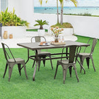Yaheetech Metal Dining Chairs Set of 4, Industrial Stackable Kitchen Chairs with Back for Dining Room/Restaurant/Bistro/Patio, Indoor & Outdoor Use, Gun Metal