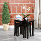 DTY Indoor Living 3-Piece Nesting Tables - Wooden Table Set of 3 for Living Room - Stackable Tables with Sleek Espresso Finish for Stylish and Space-Saving Home Furniture